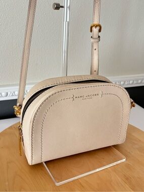 Marc Jacobs Playback Saffiano Cream Leather Crossbody with Gold Hardware